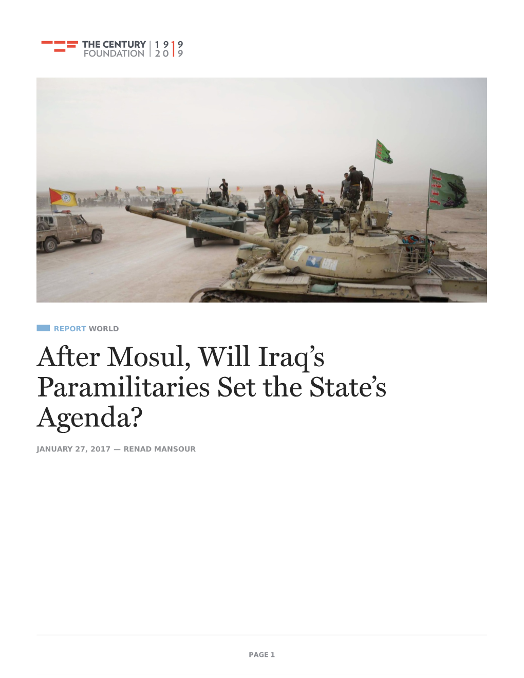 After Mosul, Will Iraq's Paramilitaries Set the State's Agenda?