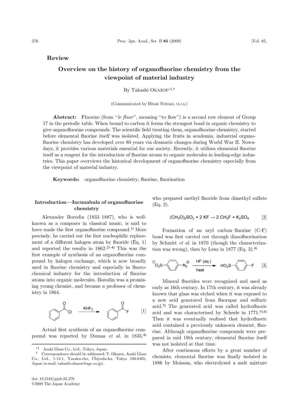 Review Overview on the History of Organofluorine Chemistry from The