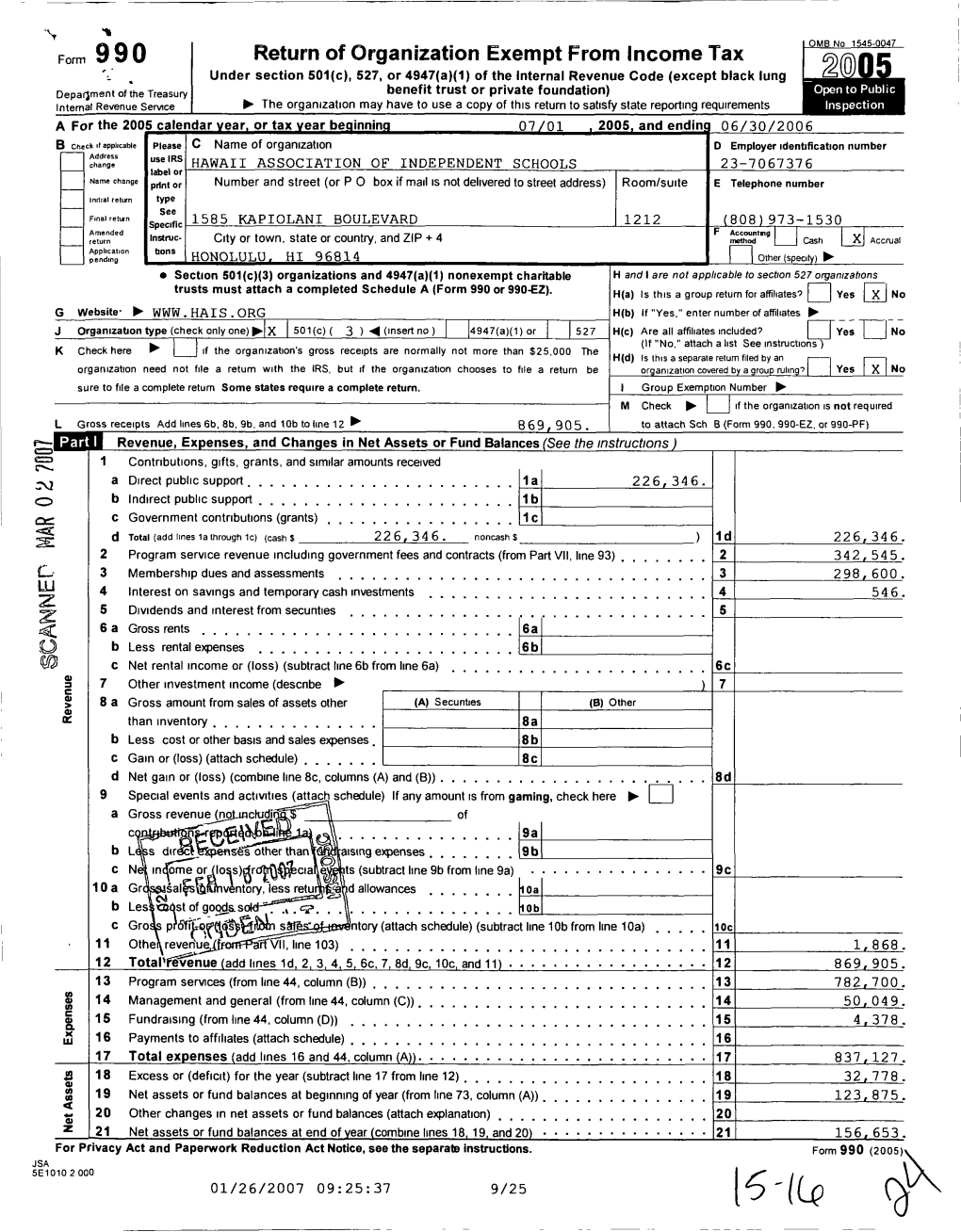 Return of Organization Exempt from Income