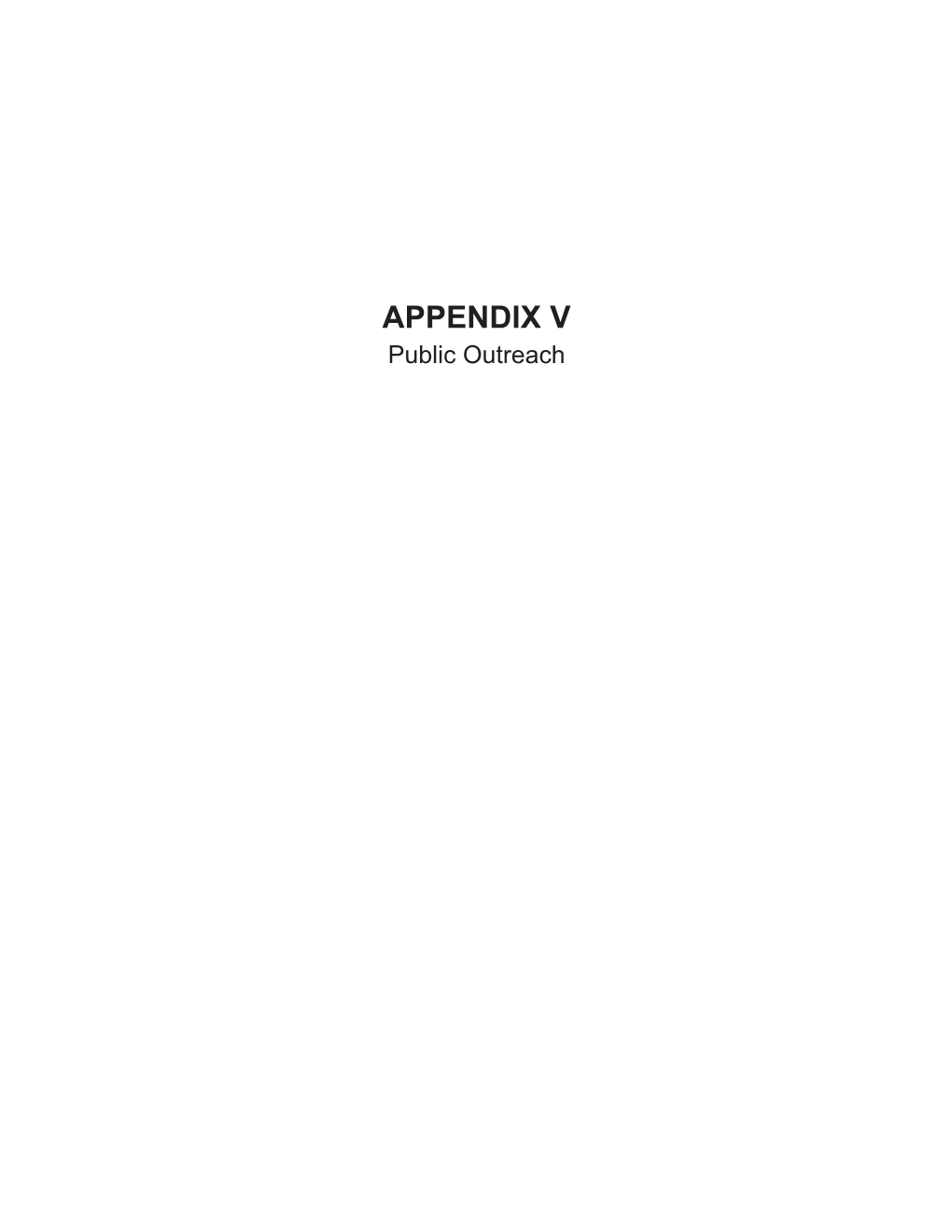 APPENDIX V Public Outreach This Page Intentionally Left Blank