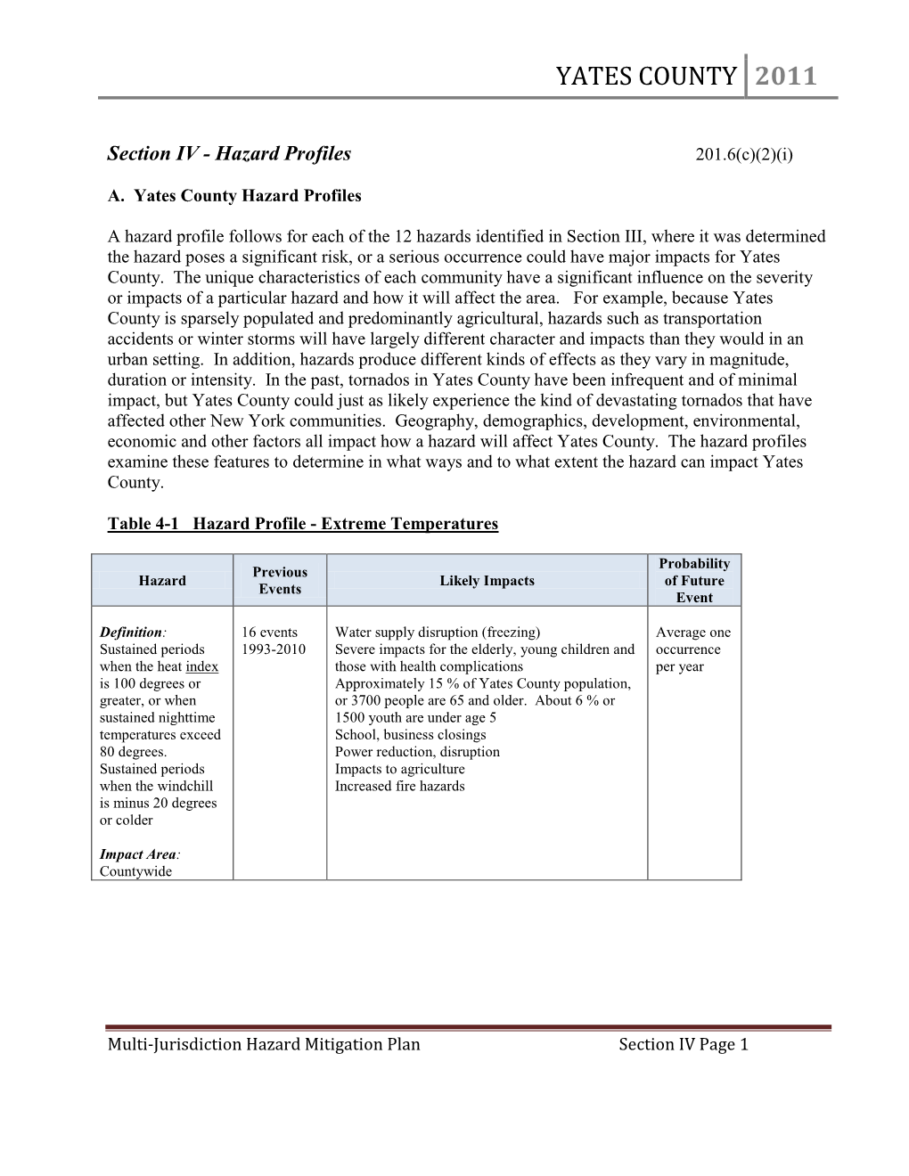 Section IV - Hazard Profiles 201.6(C)(2)(I)