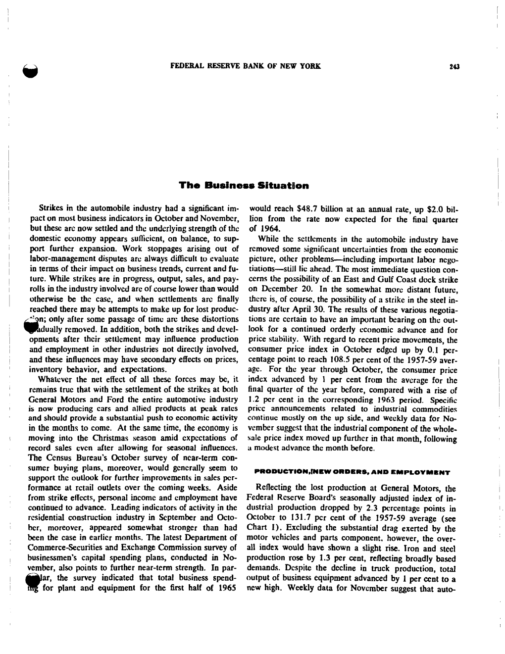 The Business Situation, December 1964