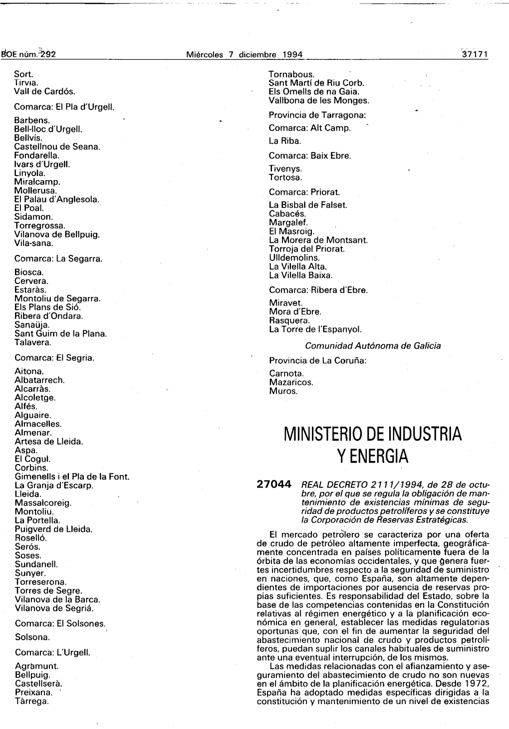 Real Decreto 2111/1994, De 28 De Octubre