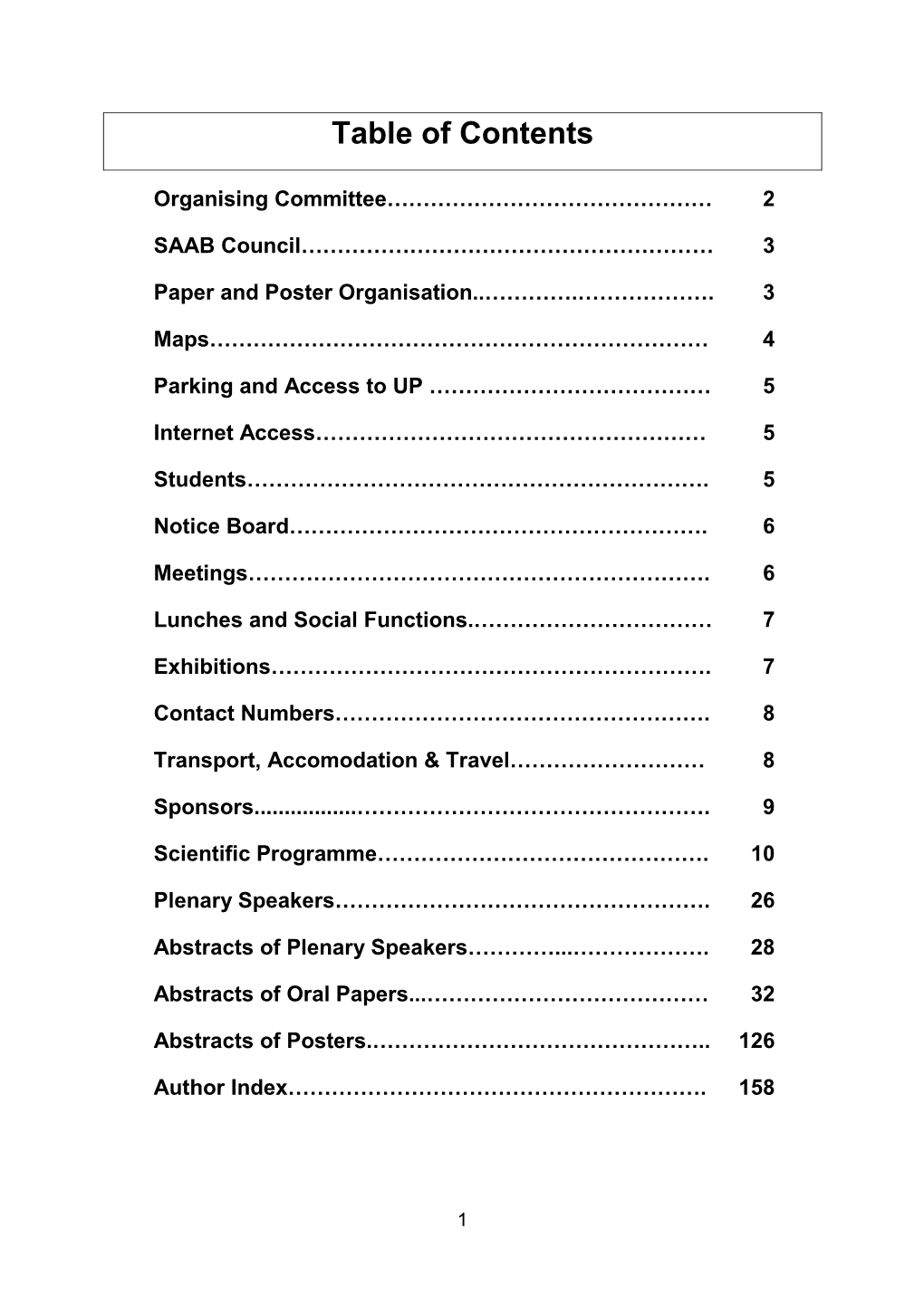 Table of Contents