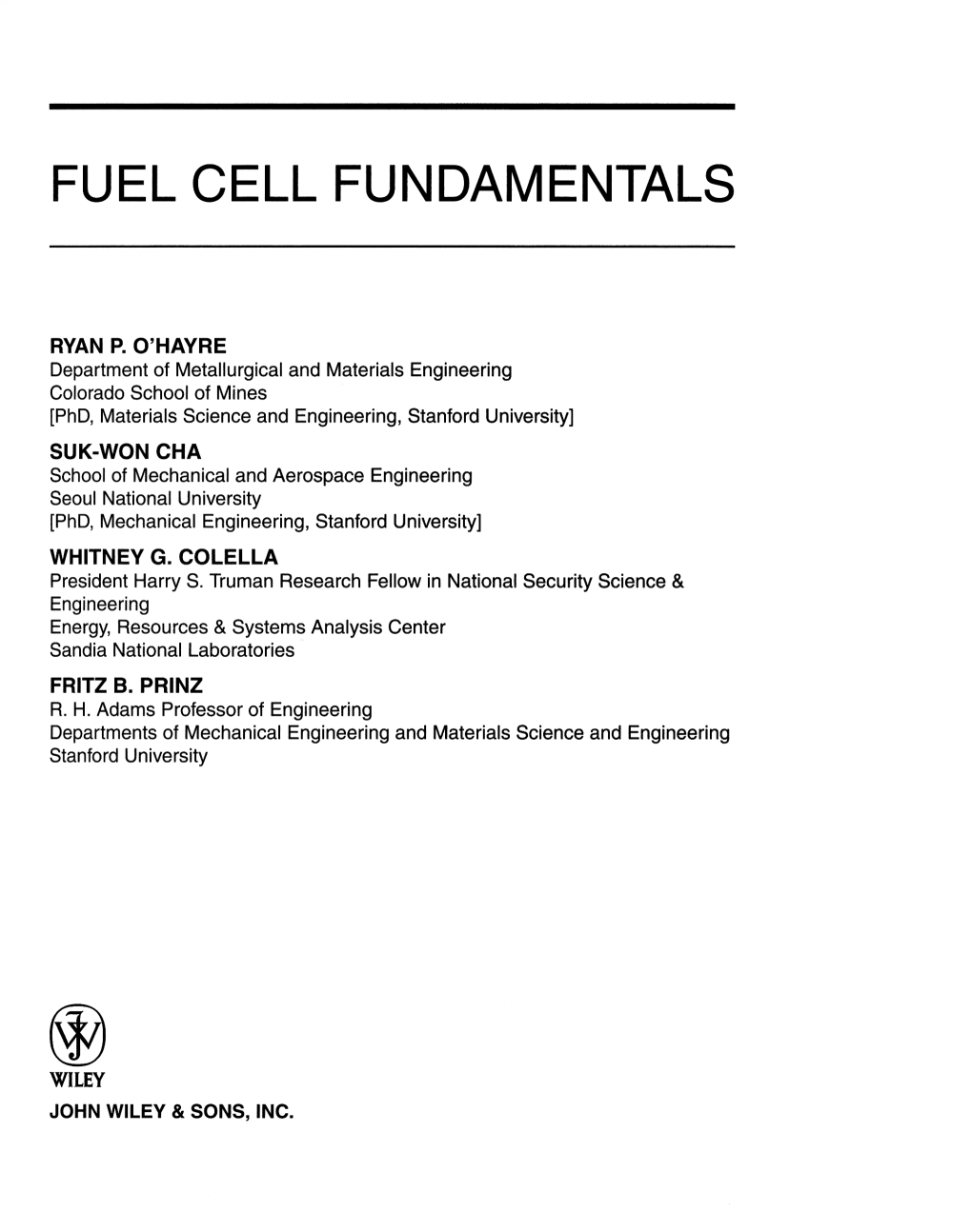 Fuel Cell Fundamentals