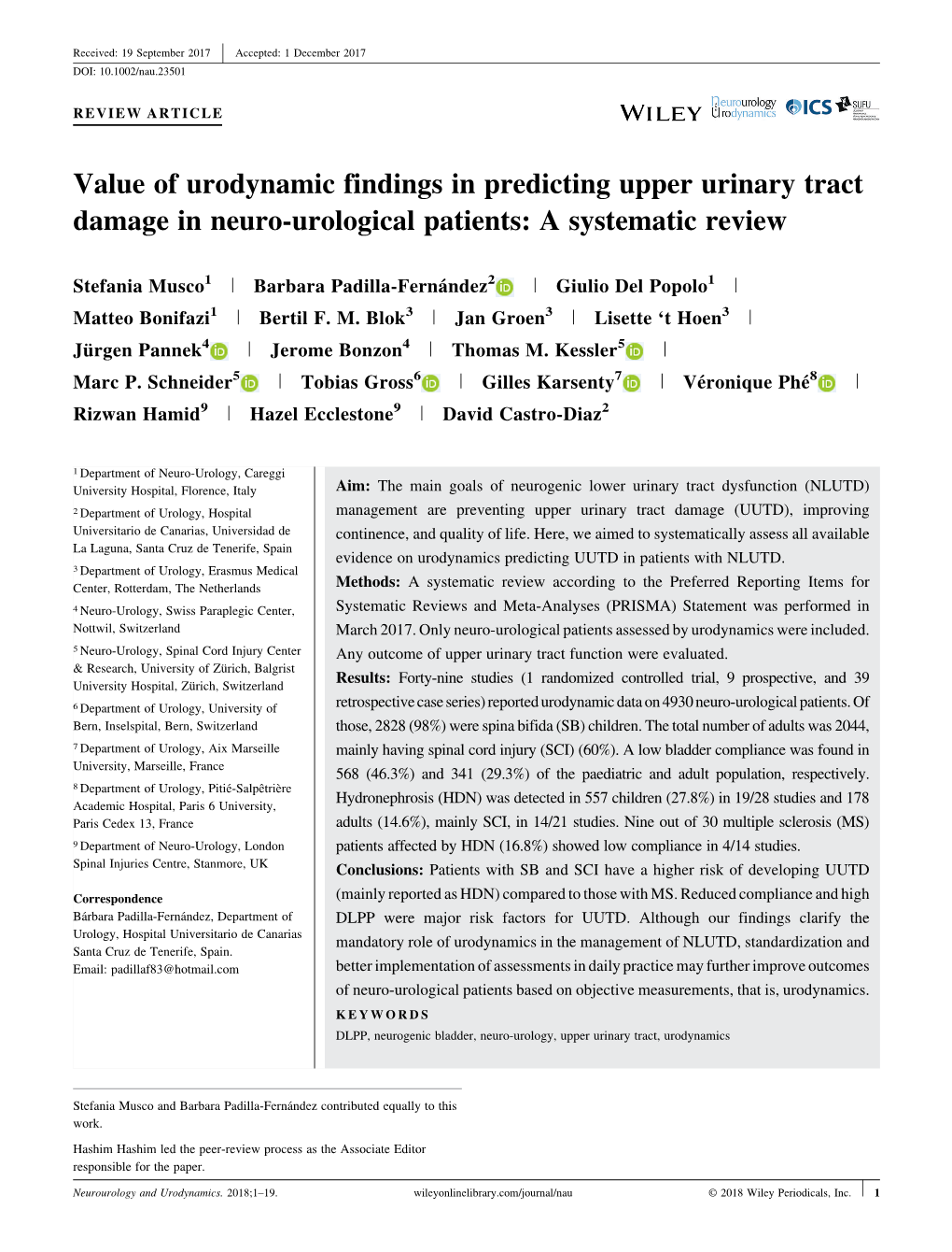 Value of Urodynamic Findings in Predicting Upper Urinary Tract Damage in Neuro-Urological Patients: a Systematic Review