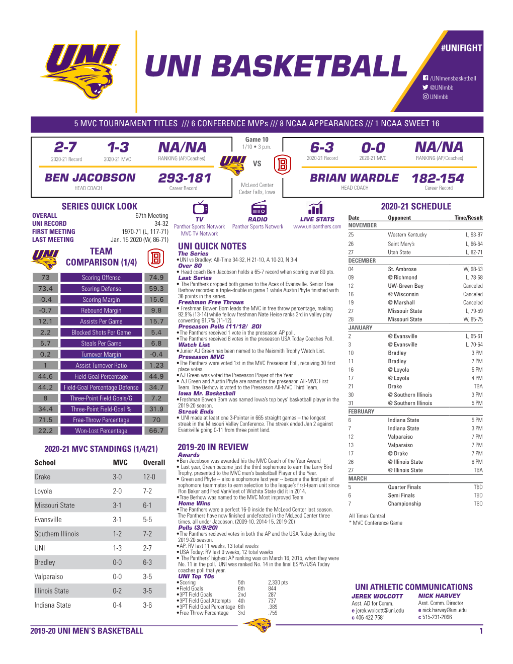 UNI BASKETBALL /Unimensbasketball @Unimbb Unimbb