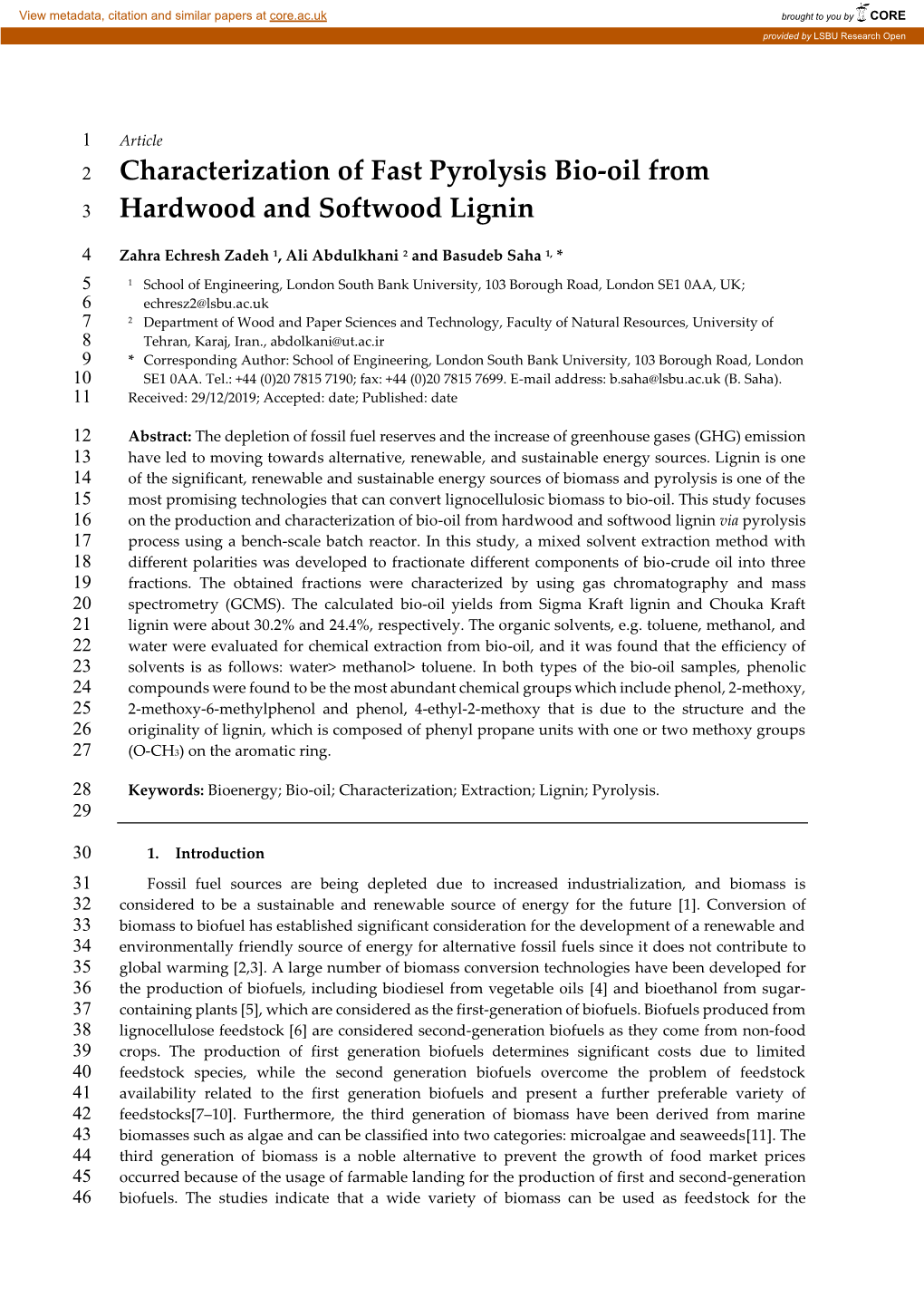 Characterization of Fast Pyrolysis Bio-Oil from Hardwood And