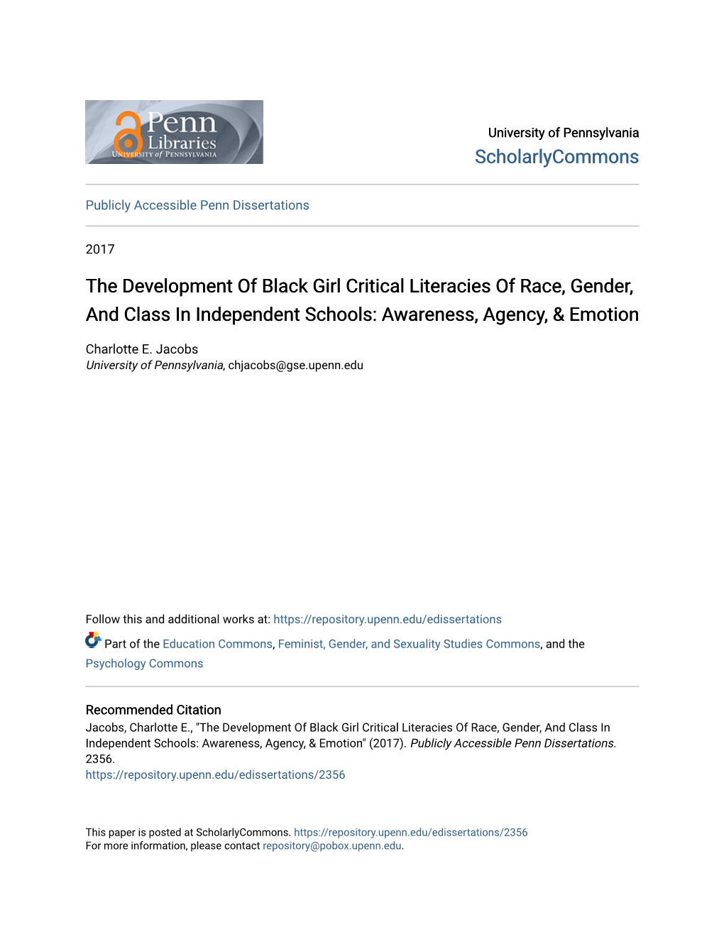 The Development of Black Girl Critical Literacies of Race, Gender, and Class in Independent Schools: Awareness, Agency, & Emotion