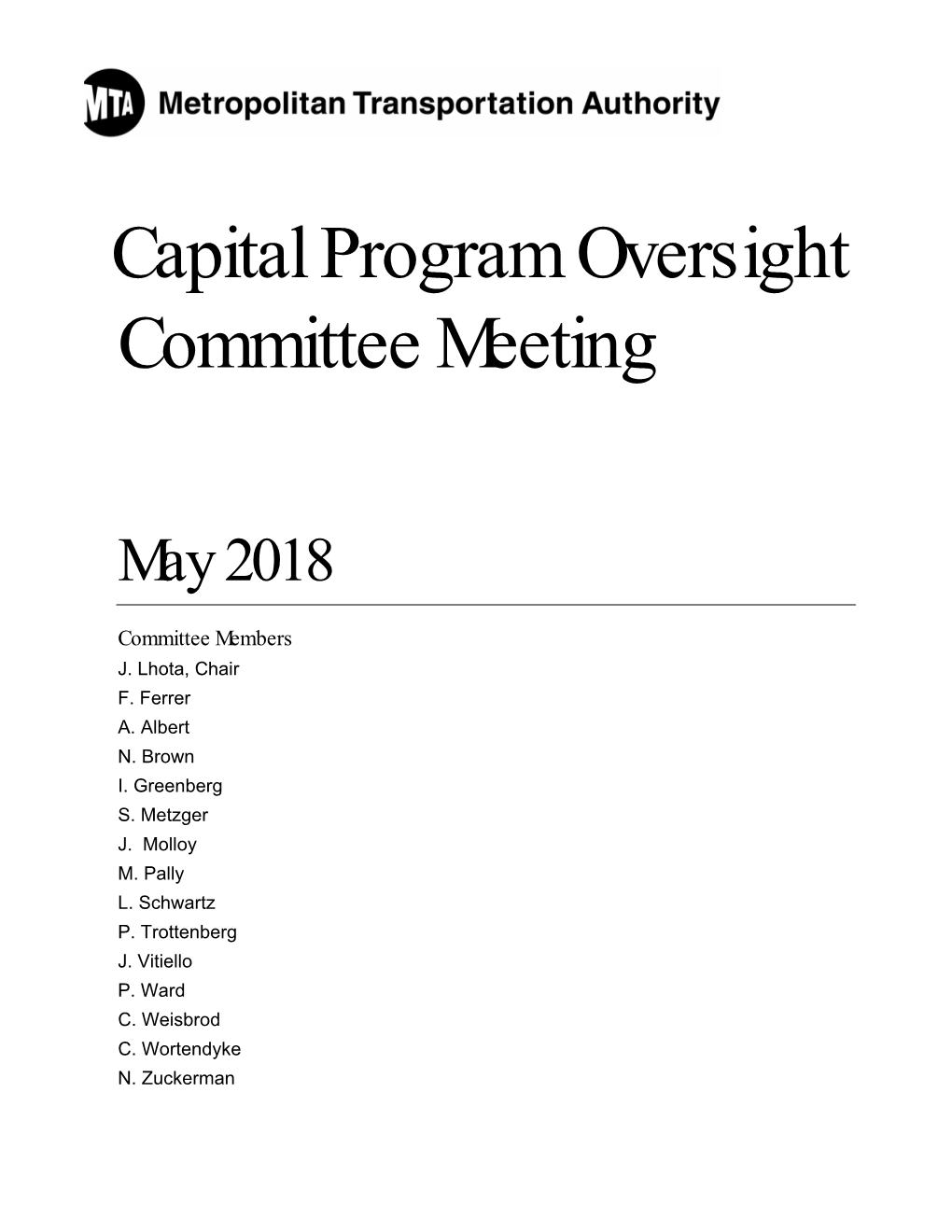 Capital Program Oversight Committee Meeting