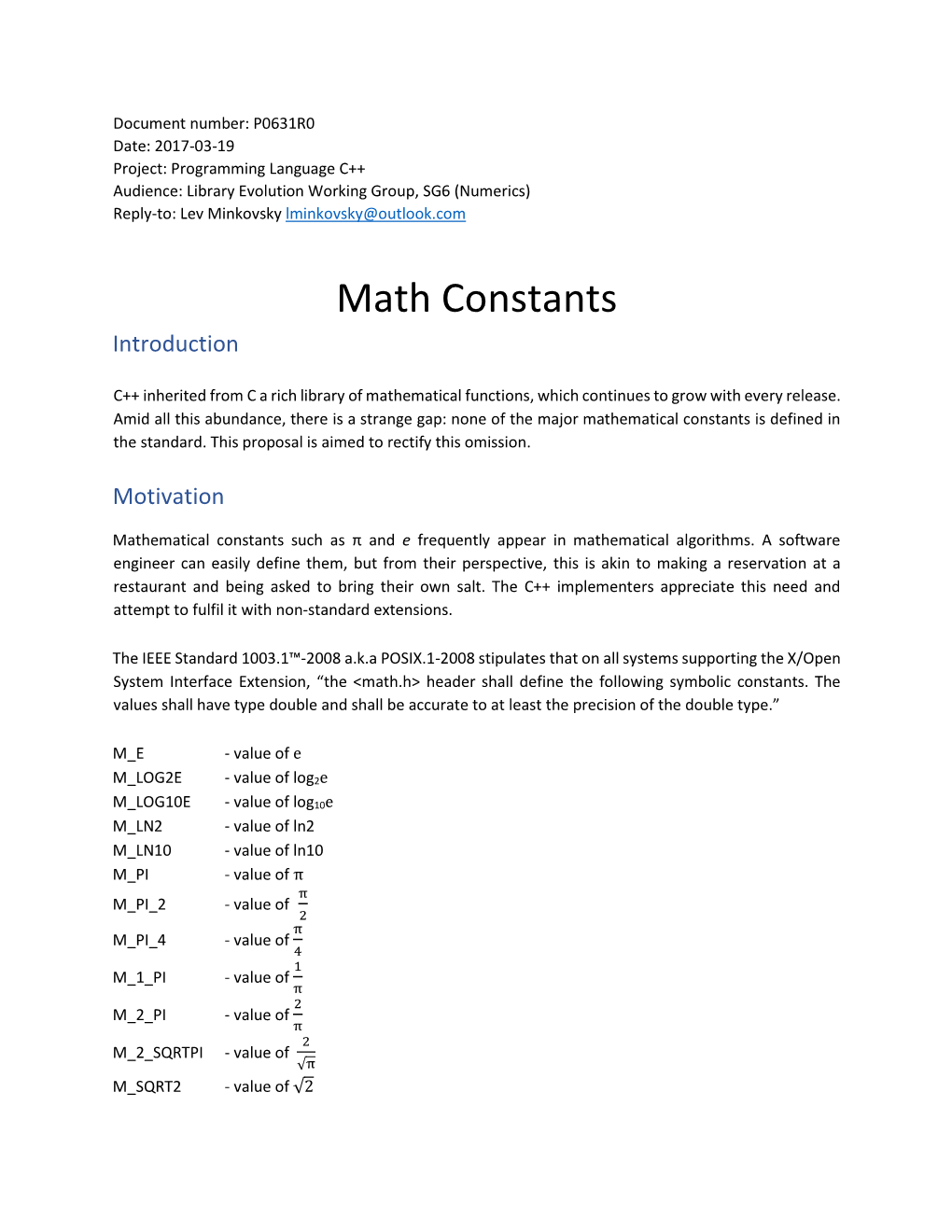 Math Constants Introduction