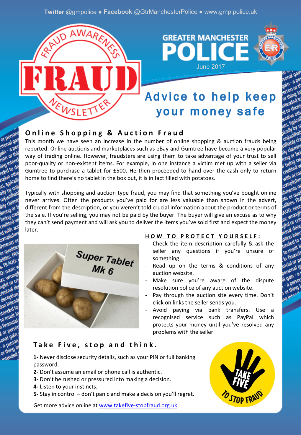 Online Shopping & Auction Fraud Take Five, Stop and Think