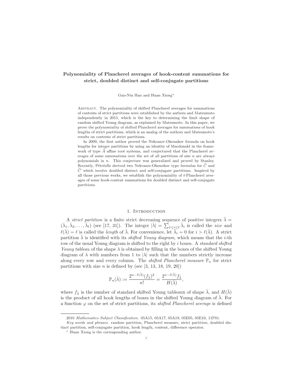 Polynomiality of Plancherel Averages of Hook-Content Summations for Strict, Doubled Distinct and Self-Conjugate Partitions