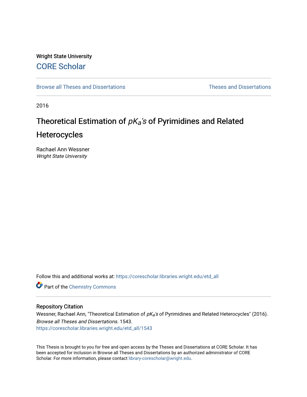 Theoretical Estimation of Pka's of Pyrimidines and Related Heterocycles