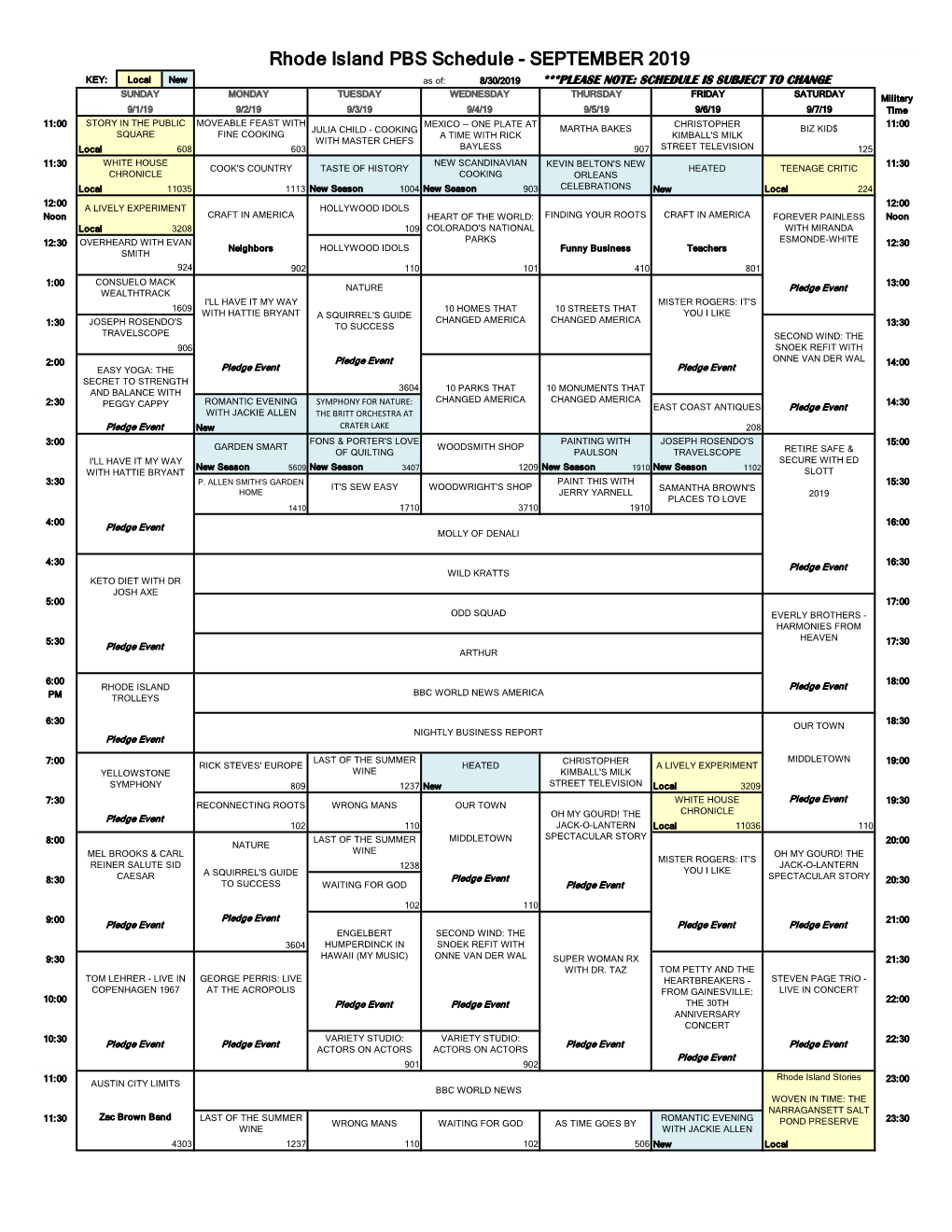 Rhode Island PBS Schedule