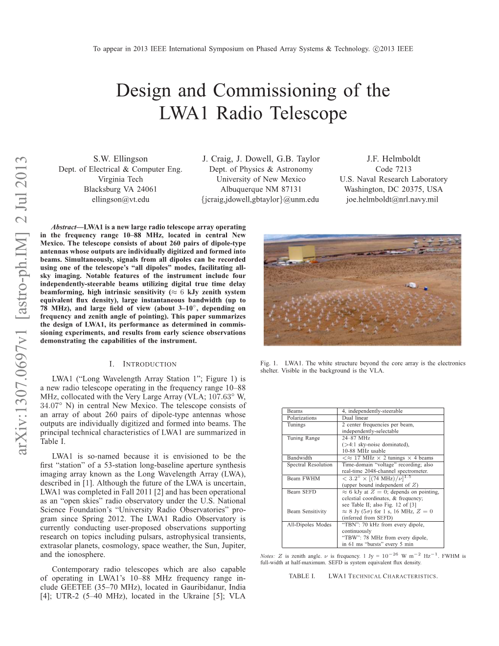 Design and Commissioning of the LWA1 Radio Telescope