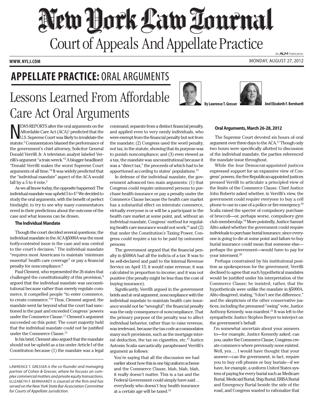 Lessons Learned from Affordable Care Act Oral