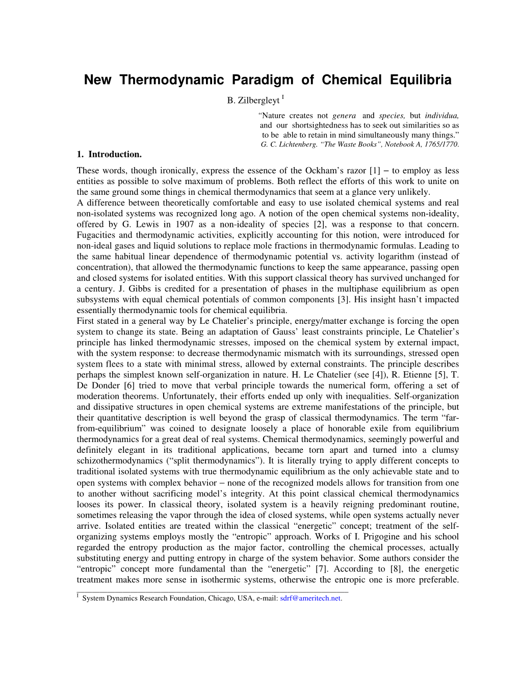 New Thermodynamic Paradigm of Chemical Equilibria