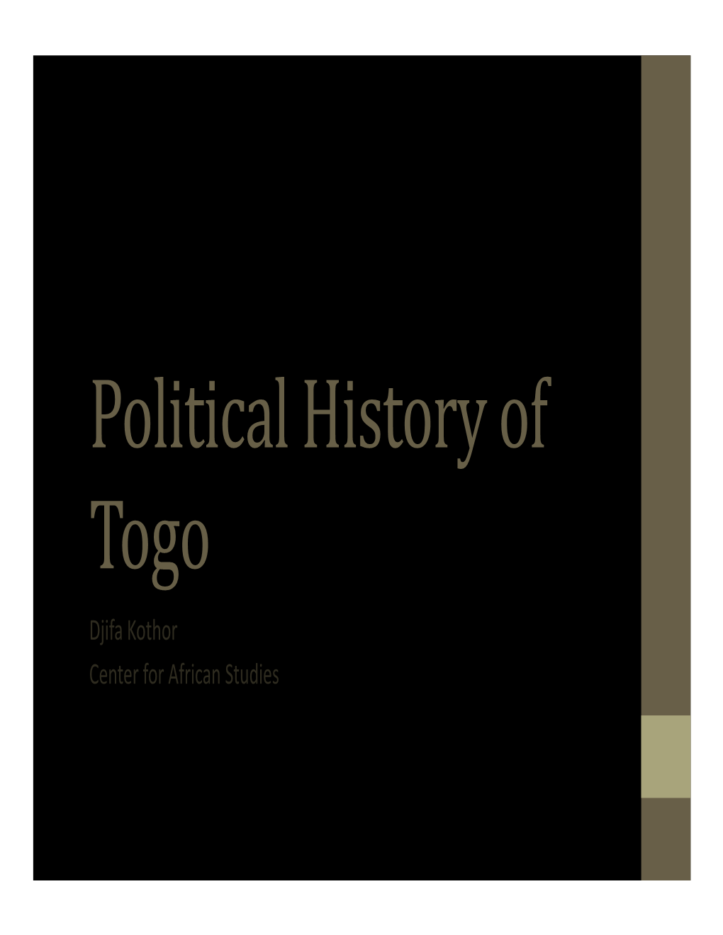 Togo and Benin a Political History