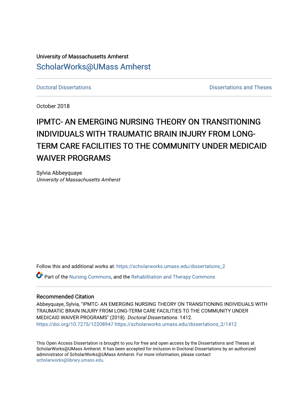 Ipmtc- an Emerging Nursing Theory on Transitioning