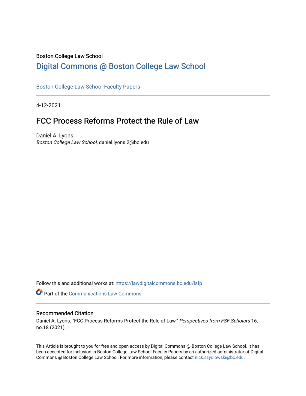 FCC Process Reforms Protect the Rule of Law