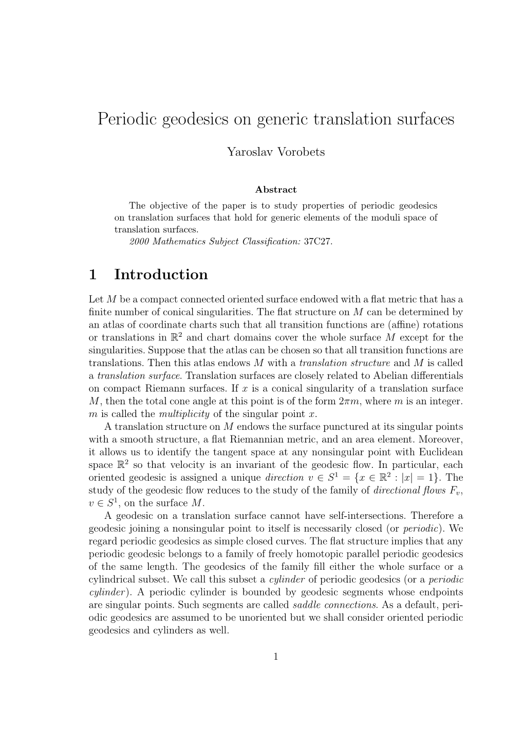 Periodic Geodesics on Generic Translation Surfaces