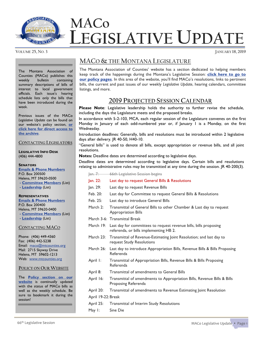 Legislative Update Volume 25, No