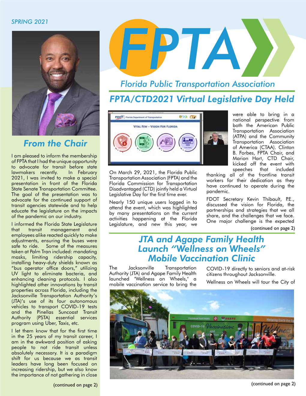 FPTA/CTD2021 Virtual Legislative Day Held from the Chair JTA And