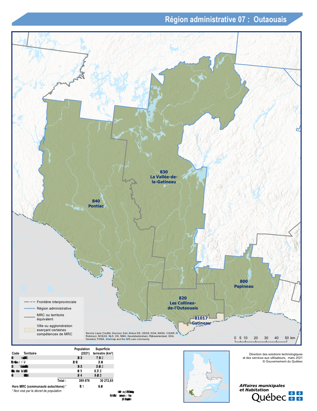 Région Administrative 07 : Outaouais