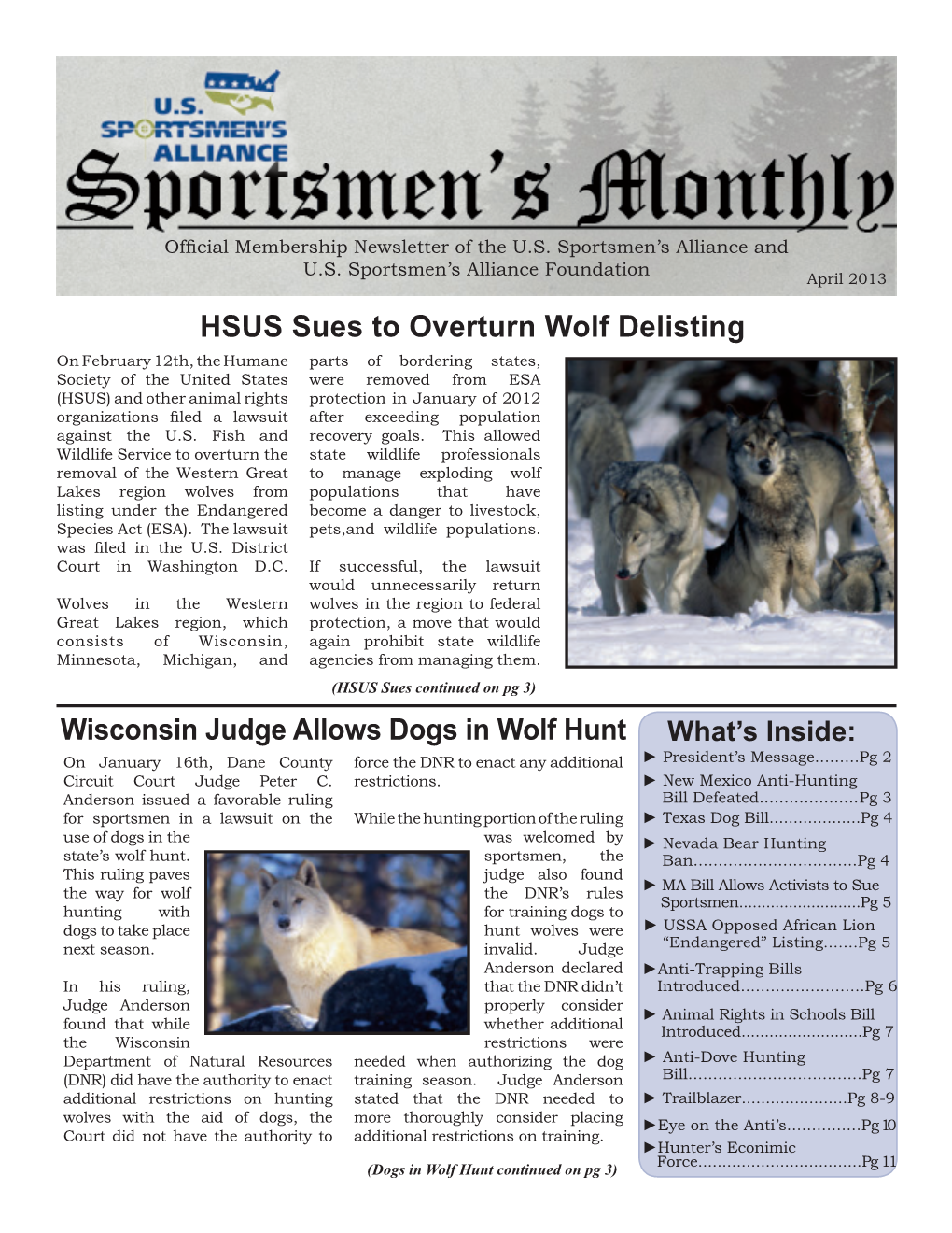 HSUS Sues to Overturn Wolf Delisting