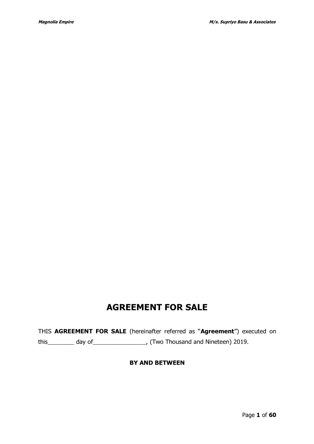 Agreement for Sale