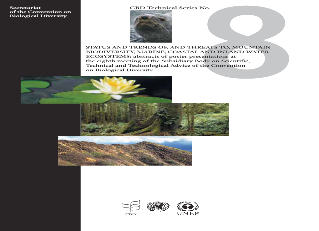 Status and Trends Of, and Threats To, Mountain Biodiversity, Marine