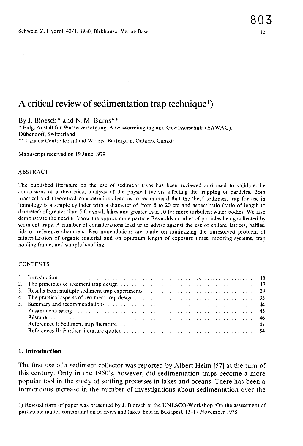 A Critical Review of Sedimentation Trap Technique 1)