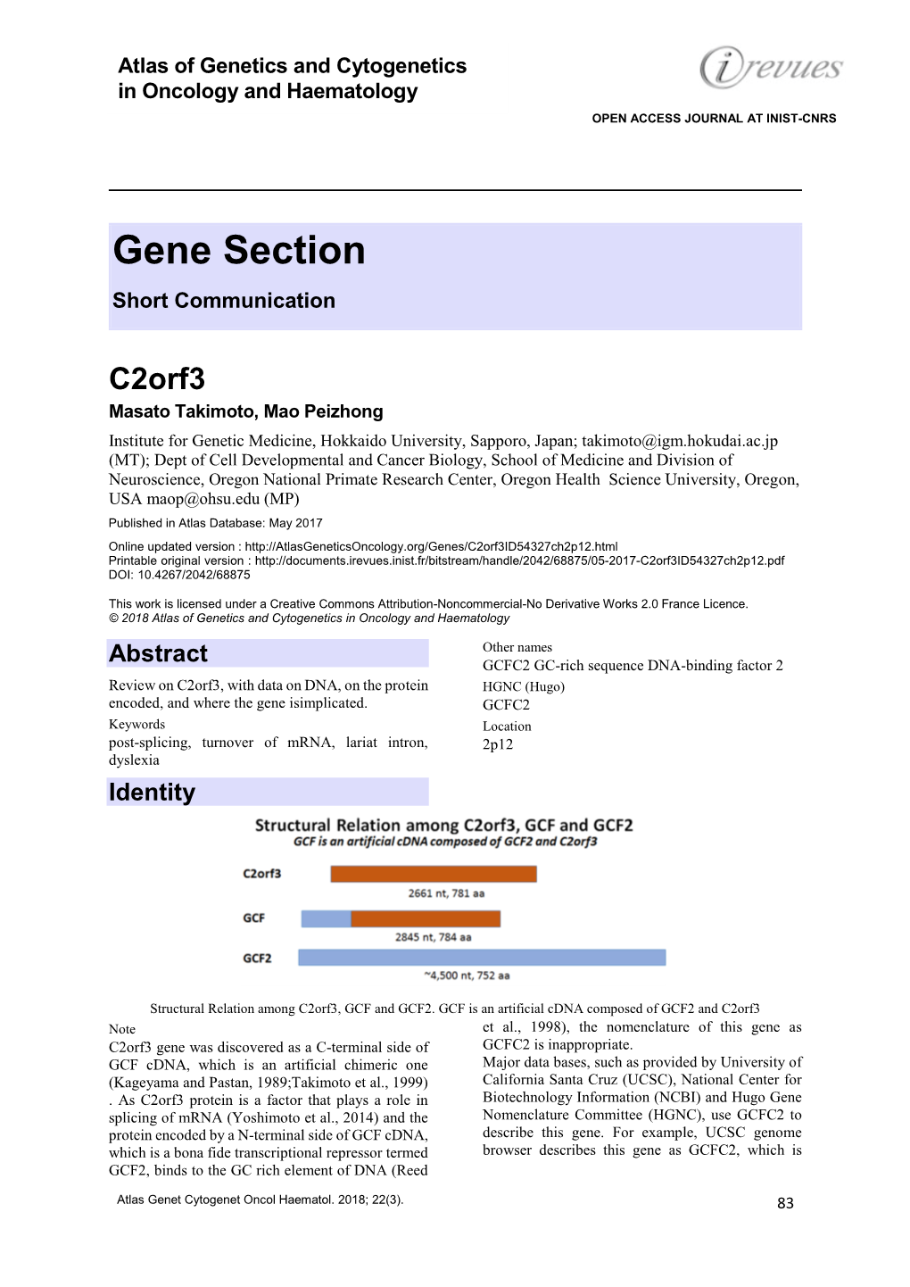 Gene Section Short Communication