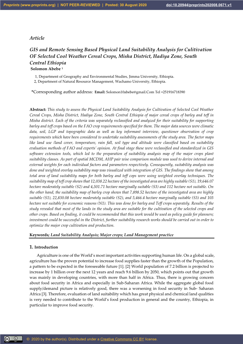 Article GIS and Remote Sensing Based Physical