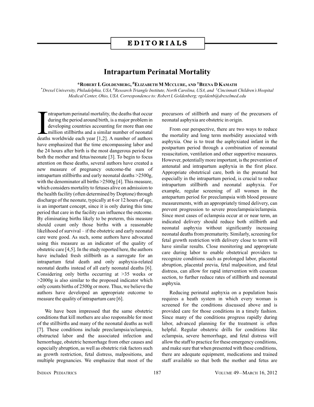 Intrapartum Perinatal Mortality
