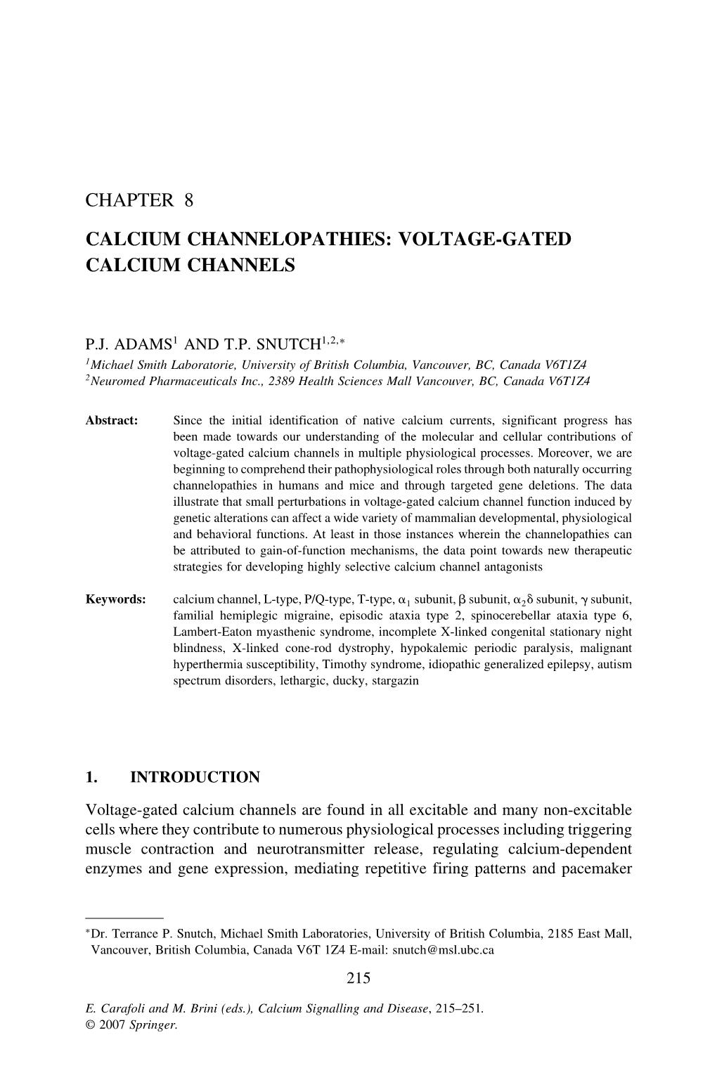 Chapter 8 Calcium Channelopathies: Voltage-Gated Calcium Channels