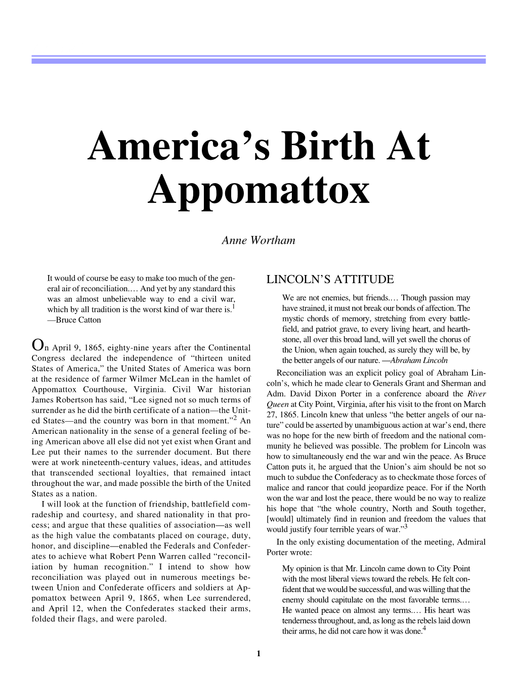 America's Birth at Appomattox