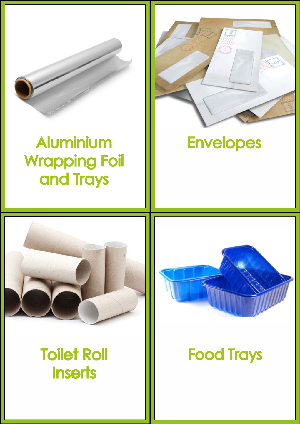 Aluminium Wrapping Foil and Trays Envelopes Toilet Roll Inserts
