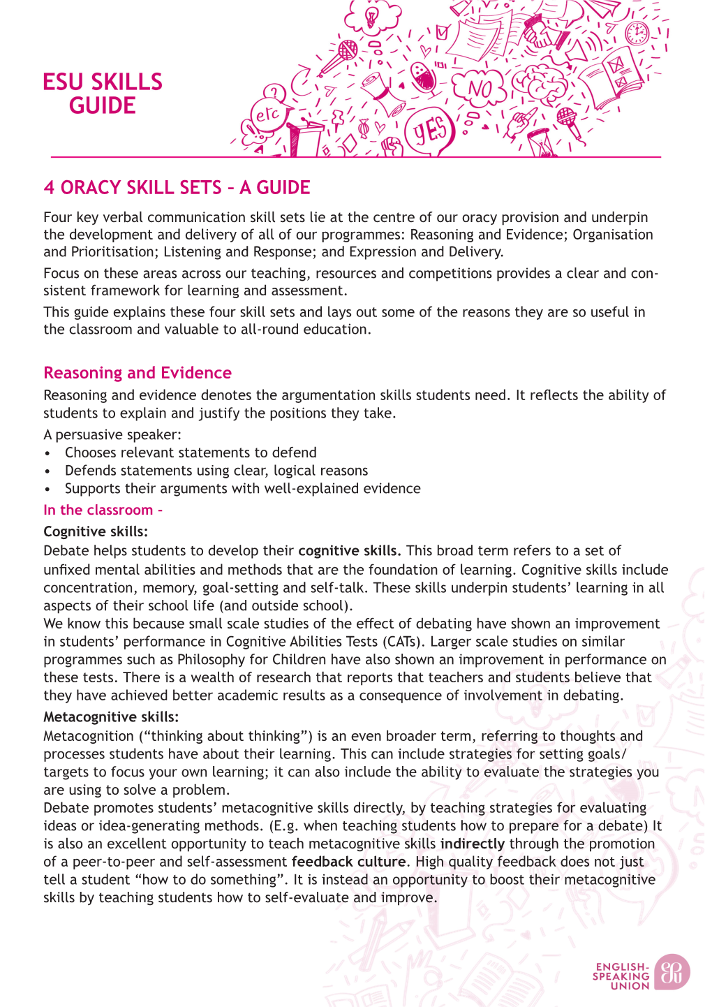 4 Oracy Skill Sets – a Guide