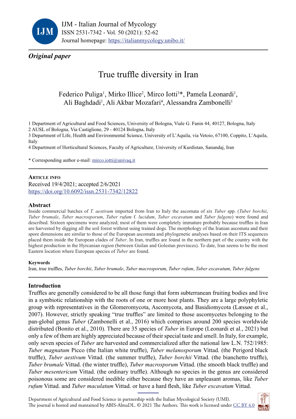 True Truffle Diversity in Iran