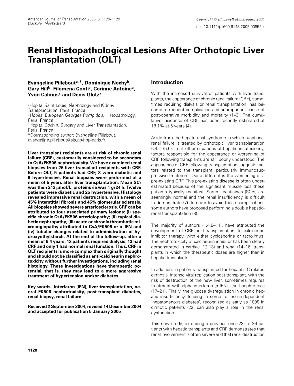 Renal Histopathological Lesions After Orthotopic Liver Transplantation (OLT)