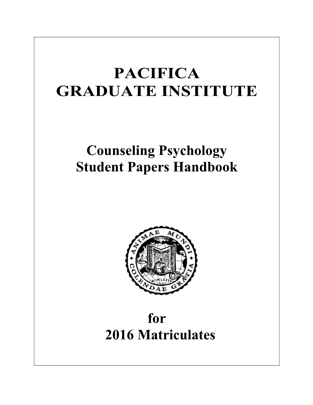 Counseling Psychology Student Papers Handbook