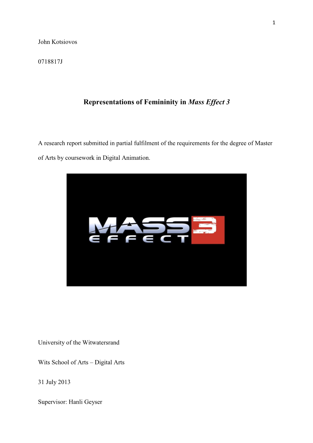 Representations of Femininity in Mass Effect 3