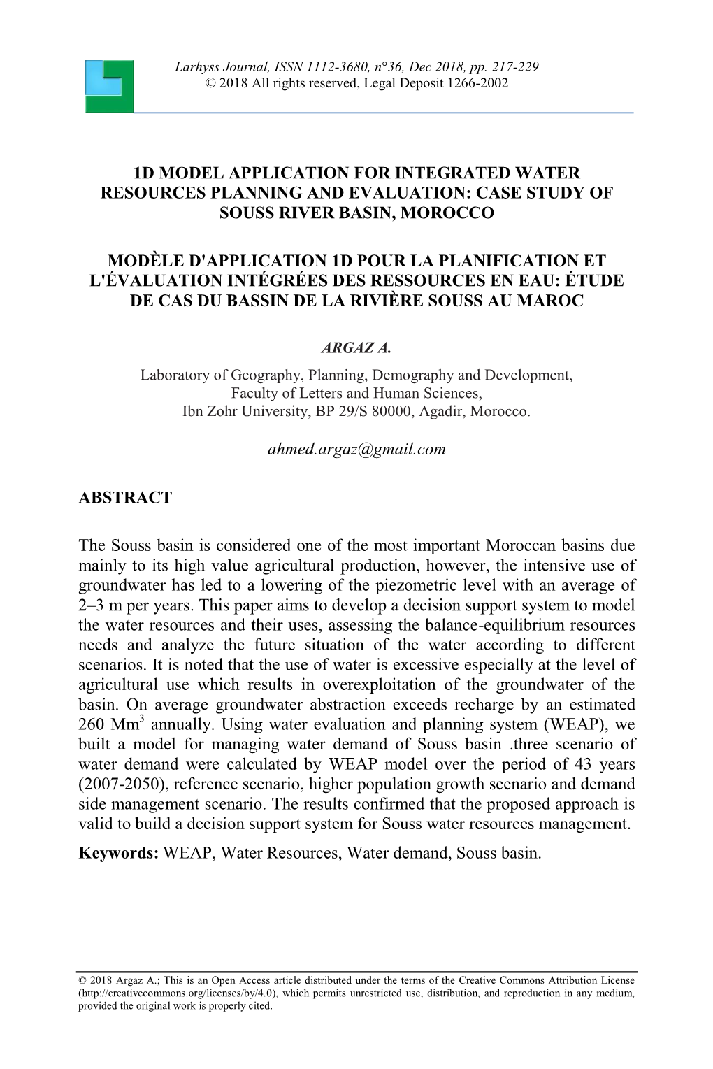 Caractères Physico-Chimiques Et Bactériologiques De L'eau De