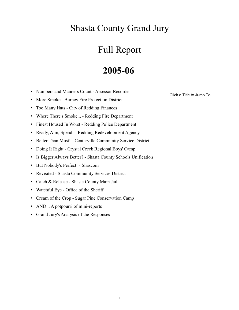 Shasta County Grand Jury Full Report 2005-06