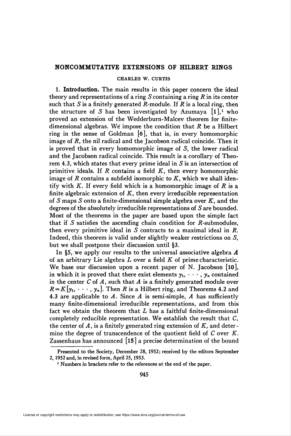 Noncommutative Extensions of Hilbert Rings