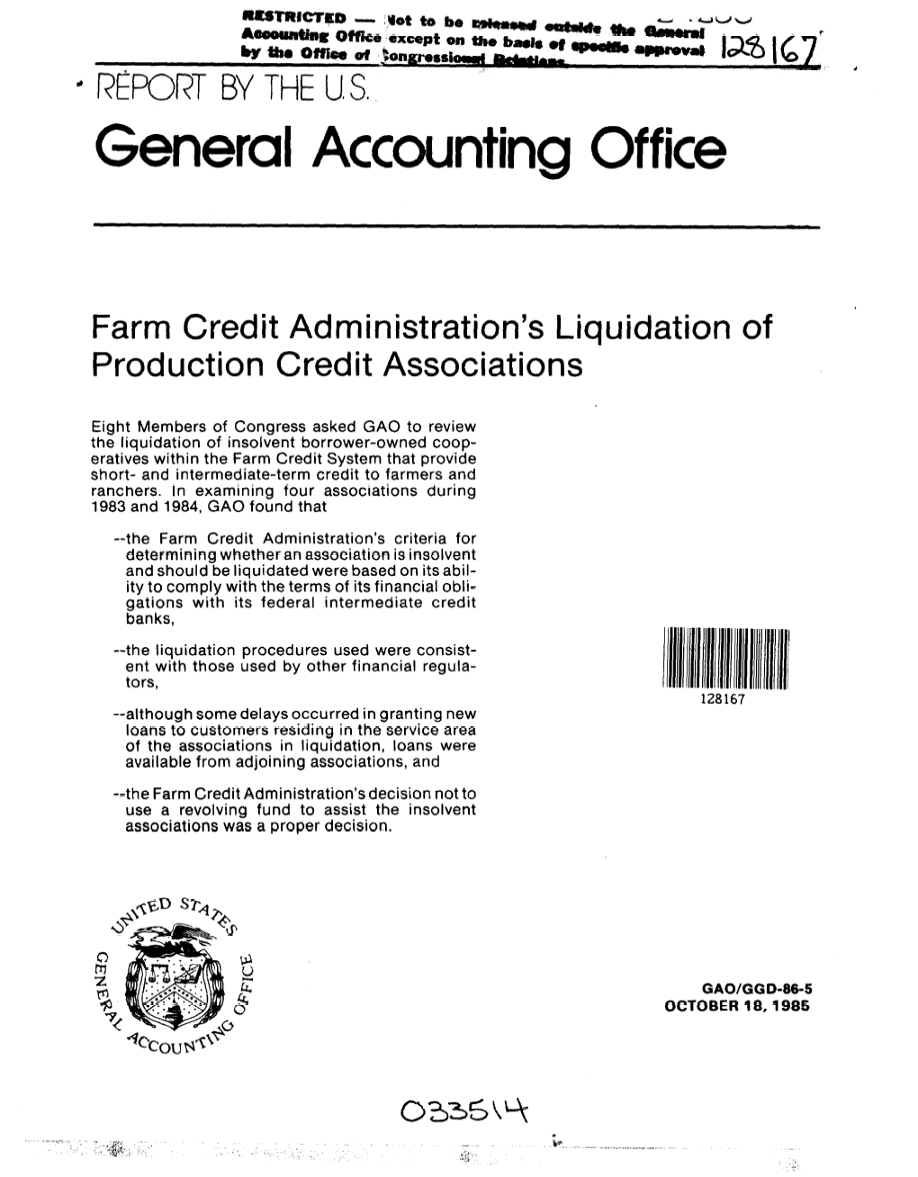 Farm Credit Administration's Liquidation of Production