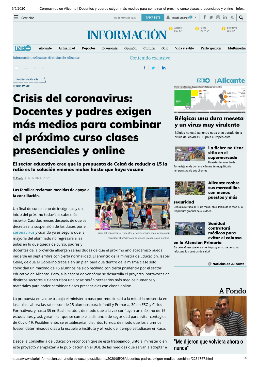 Docentes Y Padres Exigen Más Medios Para Combinar El Próximo Curso Clases Presenciales Y Online - Infor…