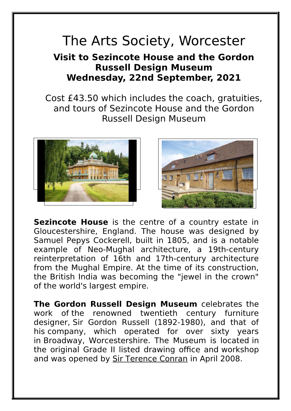 The Gordon Russell Design Museum Wednesday, 22Nd September, 2021